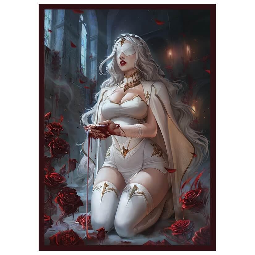 Fantasy North - Isabel - Blood Shrine Maiden - 100 Smooth Matte TCG Card Sleeves - Fits Magic MTG Commander Pokemon and Other Card Games - Playing Card Sleeves (FN129S)