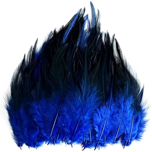 120 plumes bleu 5-7 po pour bricolage, queue de coq Saddle Hackle