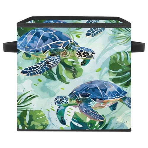 Boîte de rangement tortue cube pliable avec double poignées linge