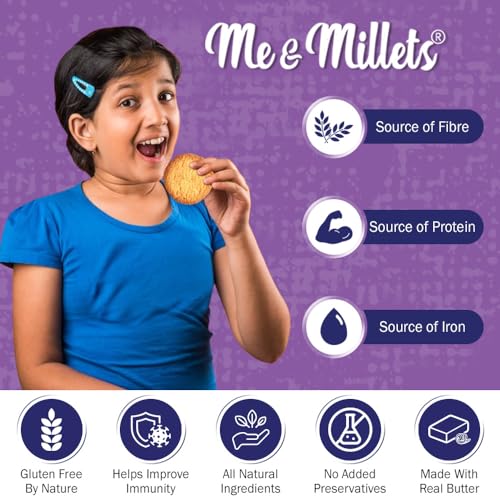 Image of ME & MILLETS Combo Multimillets Savoury & Multigrain Power Cookies (75g X 2) Delicious Millets Biscuits, Rich In Fiber & Protein, Healthy Tea Snack (Jain Friendly)