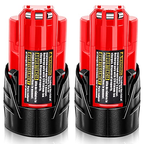 Jialitt 2 Pack Upgraded Version 3.0Ah 12V Replacement Battery for Milwaukee m12 Battery XC Lithium 48-11-2401 48-11-2402 48-11-2411 48-11-2420 48-11-2440