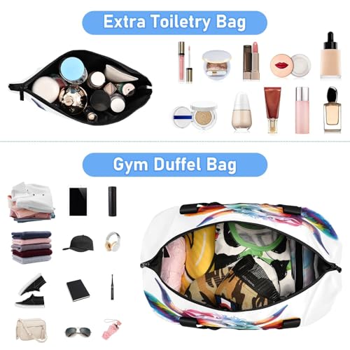 ALAZA Watercolor Cow Colorful Travel Duffel Bag for Women Men Sports Gym Bag with Shoe Compartment Tote Weekender Overnight Bag with Wet Pocket for Travel, Gym,Yoga,Swimming4