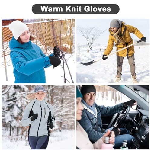 MENOLY 3 Pairs Winter Magic Gloves for Adult Men Women Warm Stretchy Knit Black Gloves One Size Fits Men Women Teens - Image 6