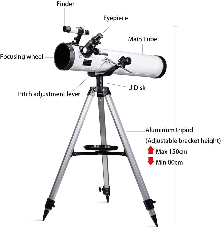 76Mm Reflector Astronomical Telescope for Children Beginner's Outside Reflector Kids Educational Monoscope Adults Travel Spotting Scope Xmas Gift Yellow B (Yellow D) (Yellow D)
