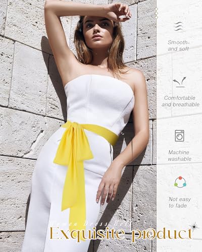 Image of Glitopper Women Chiffon Sash Belt Dress Sash Waist Bridal Wedding Belt 50s Accessories 3'' Wide