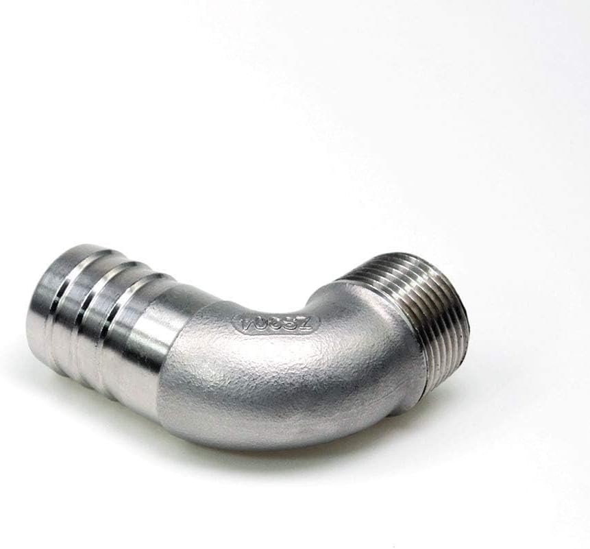 JoyTube 304 Stainless Steel Barbed Elbow Hose, 1" Barb to 1" NPT Male 90 Degree Barbed Pipe Fitting for Home Brew (Pack of 1)