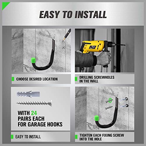 Image of SWANLAKE Heavy Duty Garage Storage Utility Hooks, Utility Hooks for Garage Wall,Color Black (12PCS)