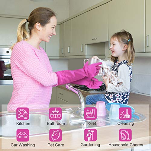 image for visen Reusable Waterproof Household Dishwashing Cleaning Rubber Gloves