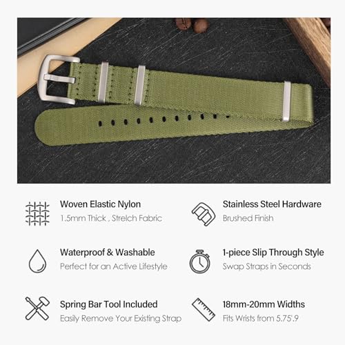 Image of watchdives Nylon Watch Band 20mm 22mm Multicolor Replacement Watch Straps for Men Women