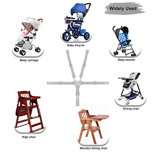 RMENOOR 5 Punkt Gurt Sicherheitsgurt Hochstuhl Anschnallgurt Multifunktional Kinderschutzgurt mit 2 Schulterpolsterungen Haltegurt für Kinderwagen Buggy (Grau)