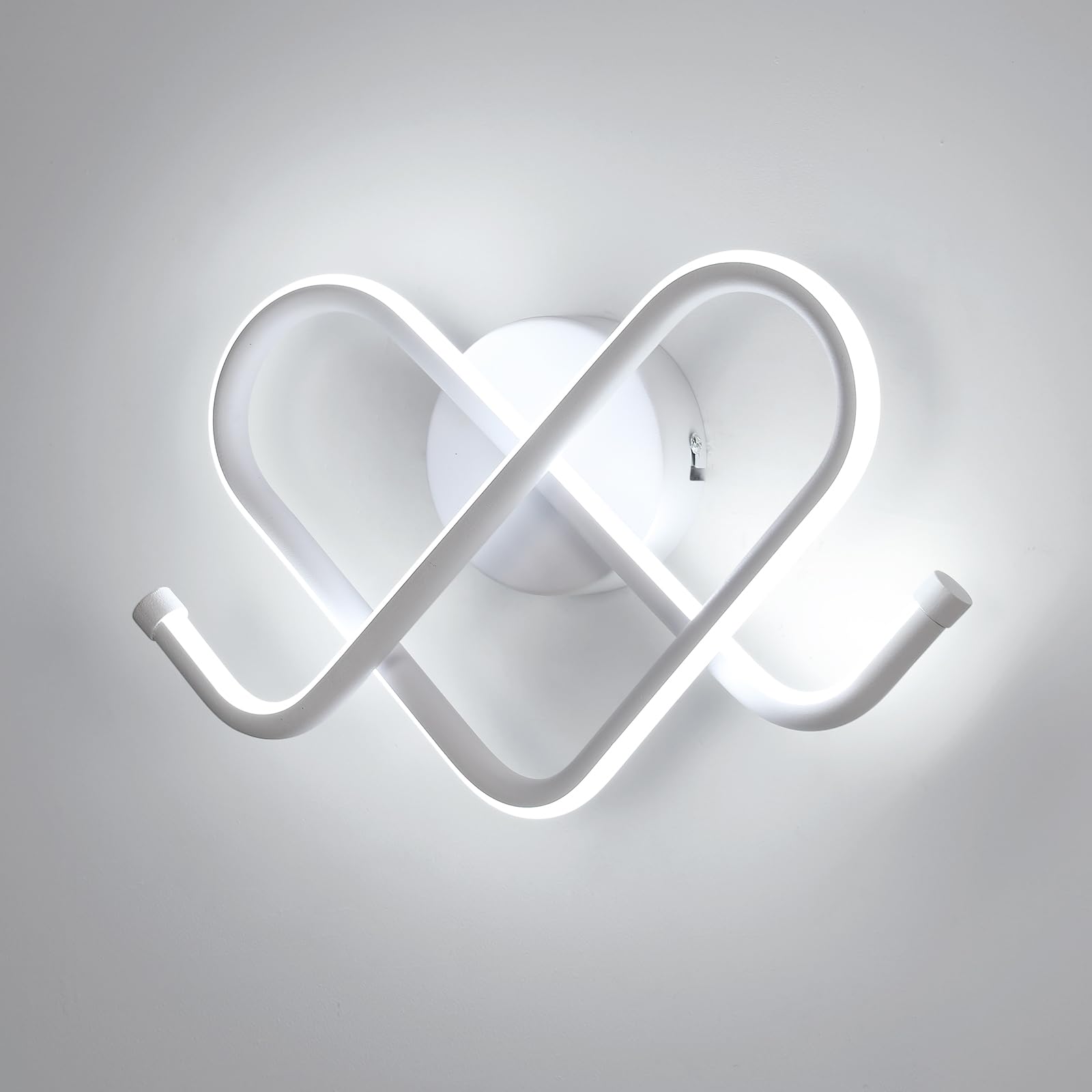 Goeco Lampada da Parete Interno LED, 21W Cuore Applique da Parete Moderna, 6500K Bianca Fredda, Lampada a Muro Bianca per Soggiorno, Corridoio,Camera da Letto