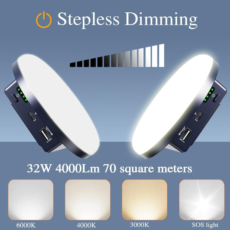 Miniatura 4 de Luces de camping 13200 mAh 4500 lúmenes 45W equipo portátil corte de energía USB recargable al aire libre magnético colgante linterna emergencia LED