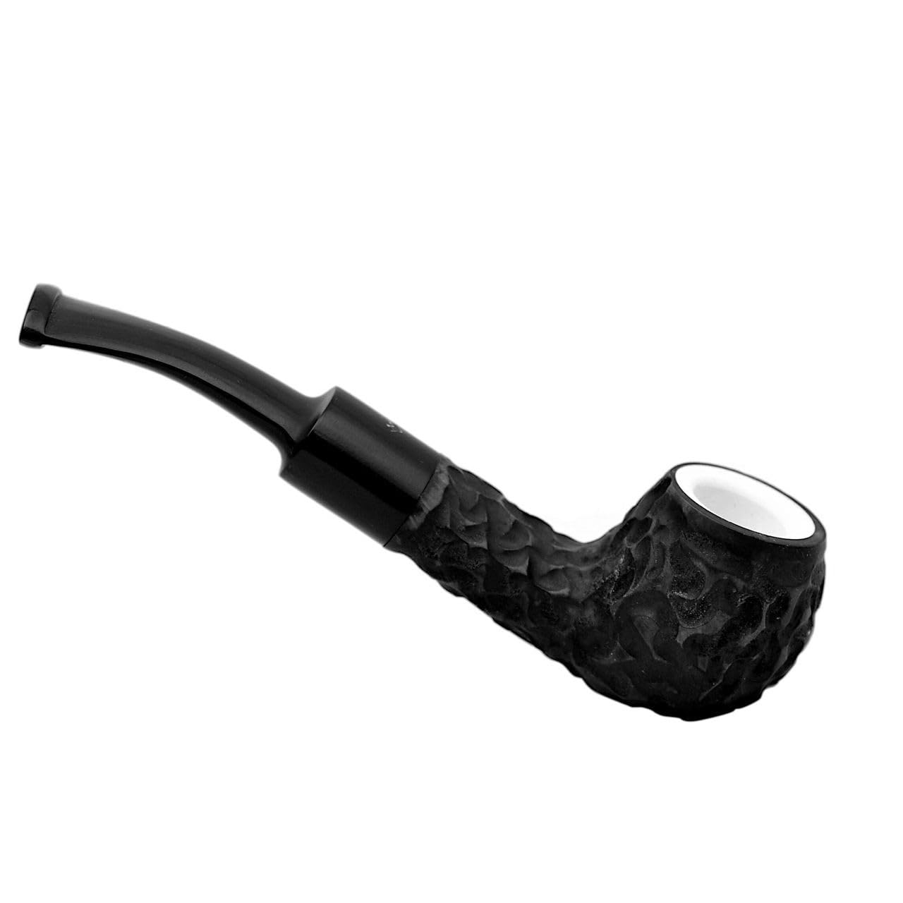 Gasparini MAXIM DOMINO briar meerschaum lined carved semi bent small tobacco smoking pipe
