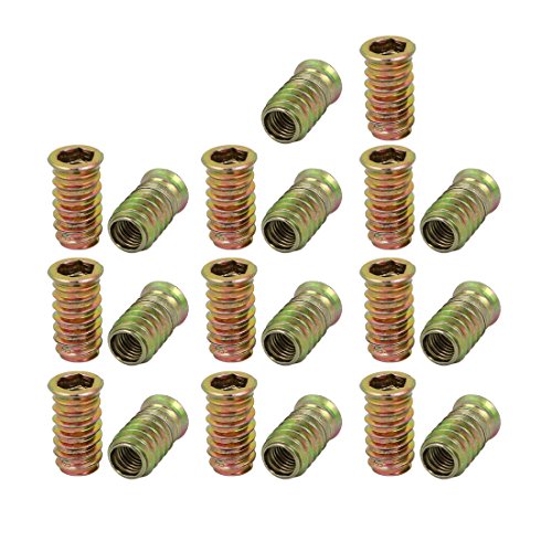 sourcing map 20 Stück M10x30mm Verzinkter Innensechskant Antrieb Senkkopf Einsatz Mutter für Holz