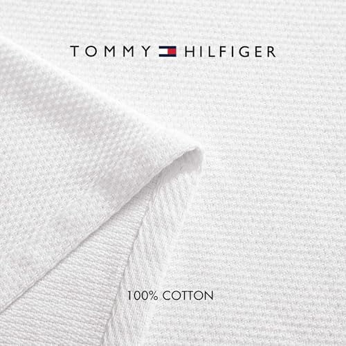 Image of Tommy Hilfiger - King Cotton Blanket, Textured Pique Weave Bedding, Medium Weight Soft Blanket, Anti-Pilling & Fade Resistant, Ideal for Layering, Oeko-TEX Certified (White)