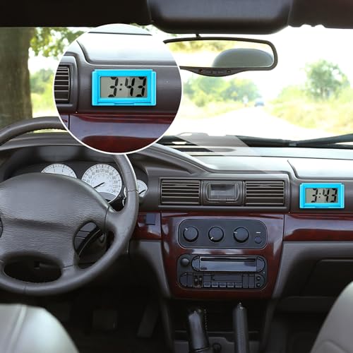 Image of Frienda 6 Pieces Mini Digital Clock Small Digital Clock Stick on Battery Operated Self Adhesive Bracket for Car Dashboard Fridge (Blue)