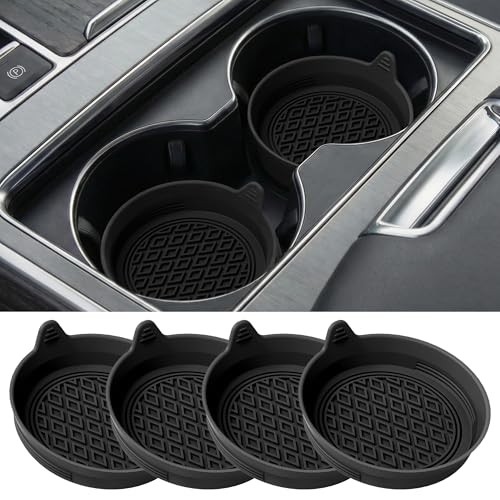 Lazebox 4-Pack Silicone Car Cup Holder Coasters Universal Non-Slip Cup Holder Inserts Anti-Rattle & Waterproof Car Interior Accessories Fits Most Cars SUVs & Trucks