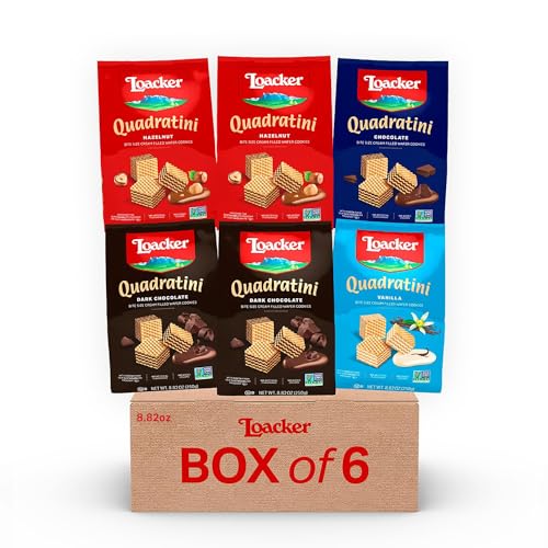 Image of Loacker Quadratini 6-Pack: Hazelnut, Dark Chocolate, Vanilla & Chocolate