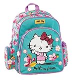 mochila escolar hello kitty com rodinhas + lancheira 3d infantil - max toy  Graffiti Hello Kitty Mochila Escolar, 30 cm, Verde (Mint)