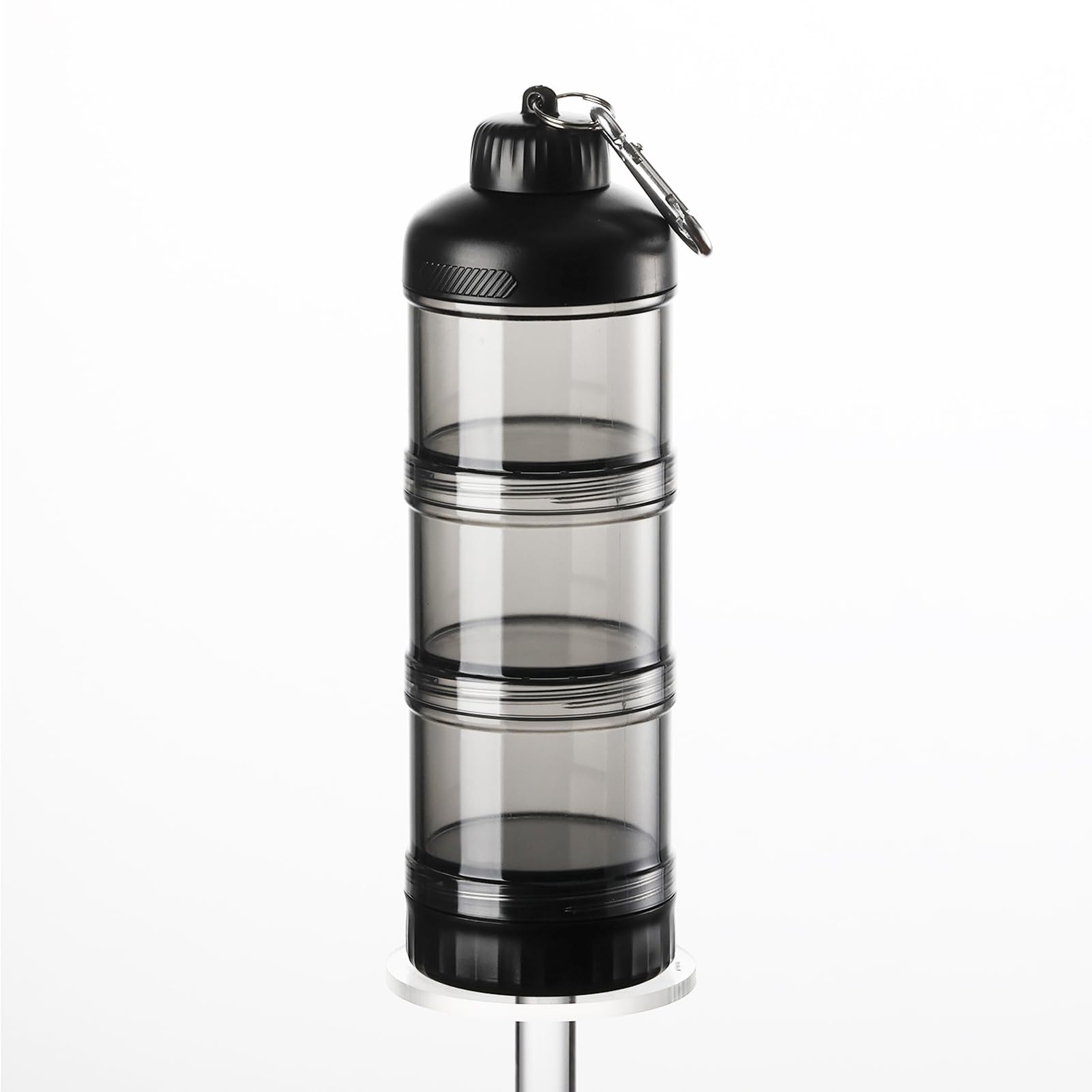 ALCXAZS Portable Protein Powder Storage Container| Dispenser With Funnel Cover For Workout And Travel Protein Funnel PC, Transparent Black