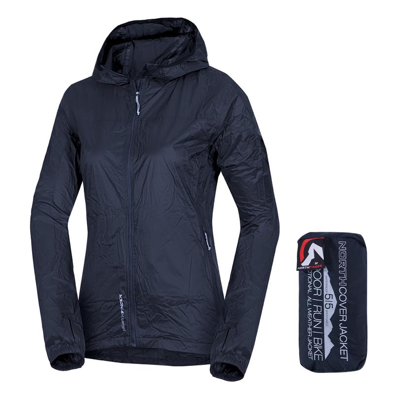 NORTHFINDER Regenjacke Damen, ultraleichte Fahrradjacke Wasserdicht Atmungsaktiv 5000 mm, Faltbare Windjacke, Regenjacken, Funktionsjacke, Windbreaker NORTHCOVER