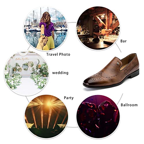 Image of Meijiana Mens Loafers Wedding Dress Shoes Slip-On Loafers for Men Tuxedo Suit Shoes
