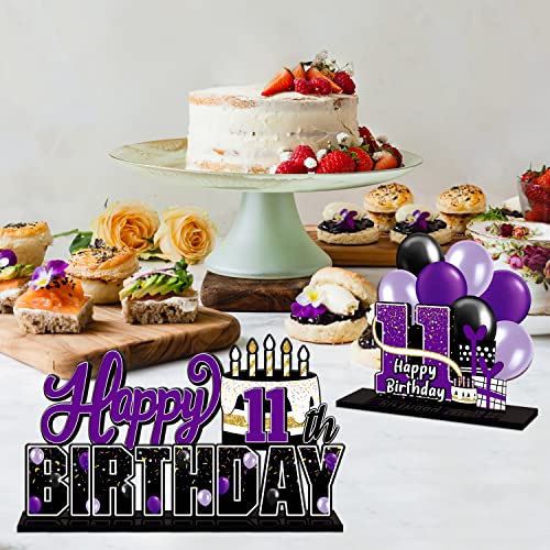 Lingteer Happy 11Th Birthday Purple Acrylic Table Topper Centerpieces Set - Cheers To Eleven Years Old Birthday 11Th Bday Party Gift Decorations. #TOP5