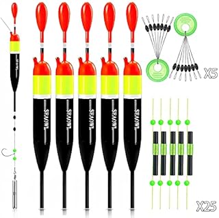 SEAOWL Fishing Slip Bobber Float Kit,Balsa Slip Corks and 60pcs Bobber Stops for Crappie Panfish Trout Bass Fishing