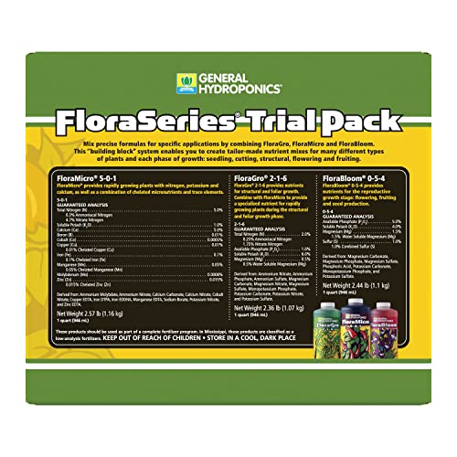 General Hydroponics Floraseries Hydroponic Nutrient Fertilizer System Trial Pack With Floramicro, Florabloom And Floragro, 1 Qt. #TOP1