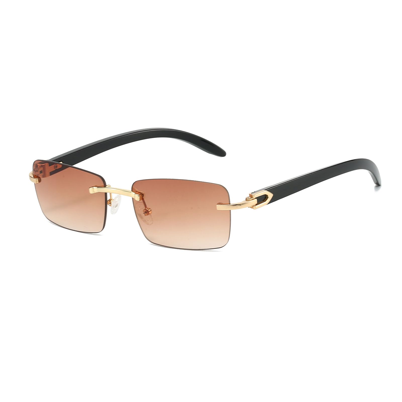 YAMEIZE Trendige Randlose Rechteckige Sonnenbrille Metall - für Damen Herren Vintage Metall UV400 Schutz Fahren im Freien