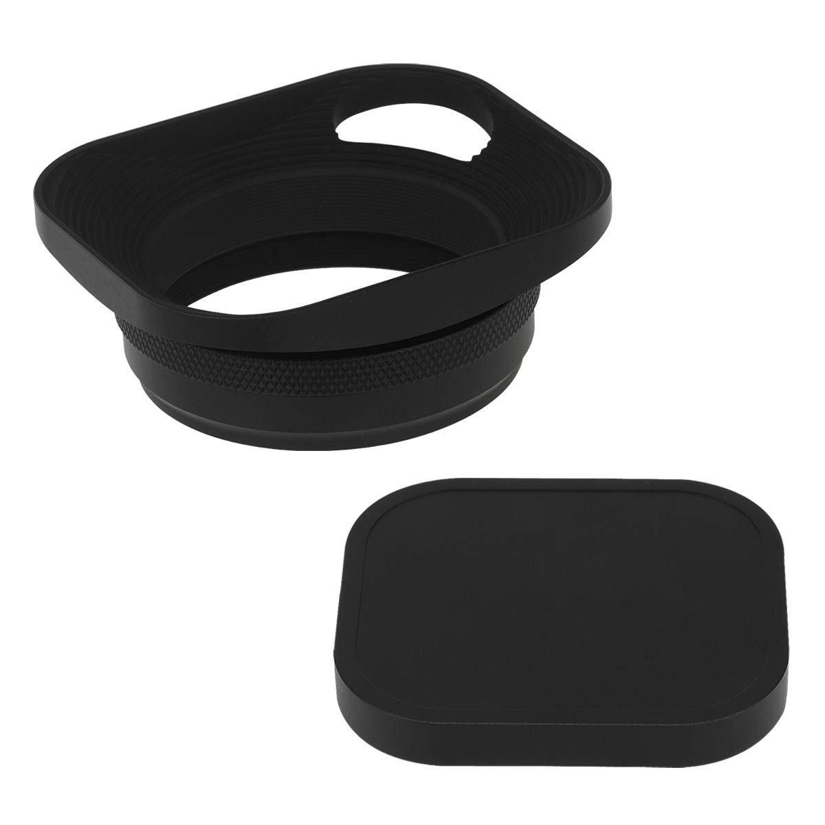 HaogeLH-E3P Square Metal Lens Hood Hollow Out Designed with 49mm Adapter Ring with Metal Cap for Fujifilm Fuji FinePix X100 X100S X100T X70 X100F X100V Camera Replaces LH-X100 AR-X100 LH-X70 Black