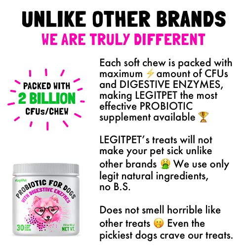 Probiotics for Dogs Natural Digestive Enzymes Prebiotics for Allergy Itch Relief Gut Flora Coprophagia Bowel Support Treatment Anti Diarrhea for Dogs Pet Health Immune System Support 30 Soft Chews Probiotics for Dogs Natural Digestive Enzymes Prebiotics for Allergy Itch Relief Gut Flora Coprophagia Bowel Support Treatment Anti Diarrhea for Dogs Pet Health Immune System Support 30 Soft Chews