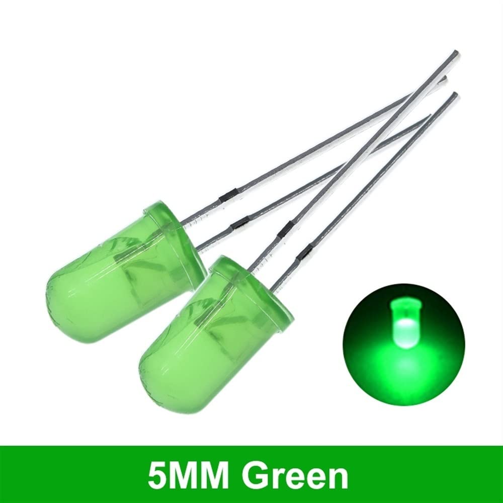 5 Colori x 20 Pezzi = 100 Pezzi F5 5MM Rotondo Giallo Bianco Rosso Verde Blu diffuso Rotondo Dip diodo LED Lampada Luce (Color : 100pcs Red)