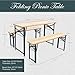 MELLCOM Folding Picnic Table Set with 2 Benches, 4Ft Portable Camping Table and Benches with Sturdy Steel Frame for Yard, Lawn and Party