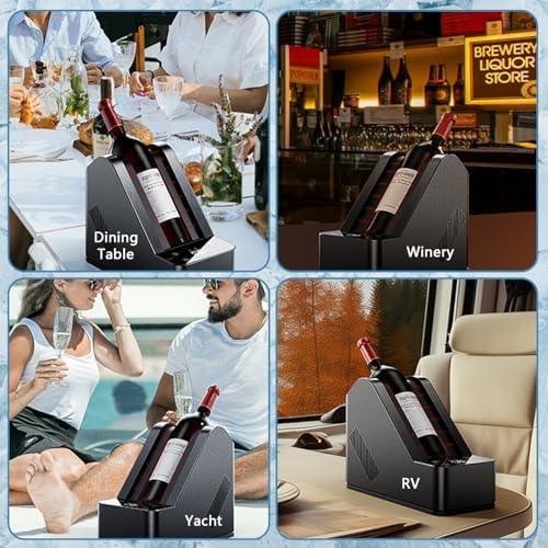 Electric Wine Chiller-Portable Single Bottle Cooler for 750ml Wine or Champagne,Iceless Design,0℃-20℃ Temperature Range,Perfect for Poolside Parties