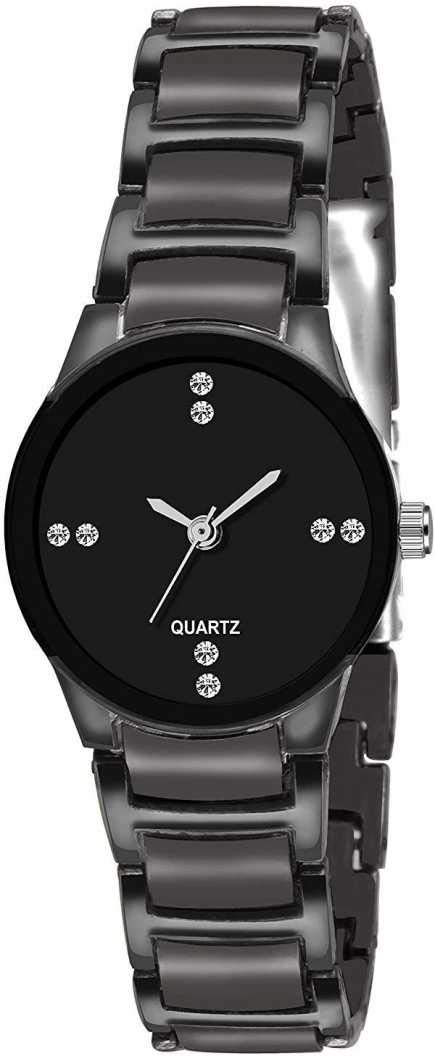 Lunsumio Womens Metal Stainless Steel Band Round Shape Buckle Clasp Casual wear Analogue Watch (H-S-1036_Black) (B0CKBWSL6T) Amazon Price History, Amazon Price Tracker