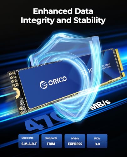 Image of ORICO M.2 NVMe SSD 512GB with Heatsink, Up to 2800MB /s PCIe Gen3x4 2280 Internal Solid State Drive, SLC Cache 3D NAND, Compatible with Laptop and PC Desktops -J10