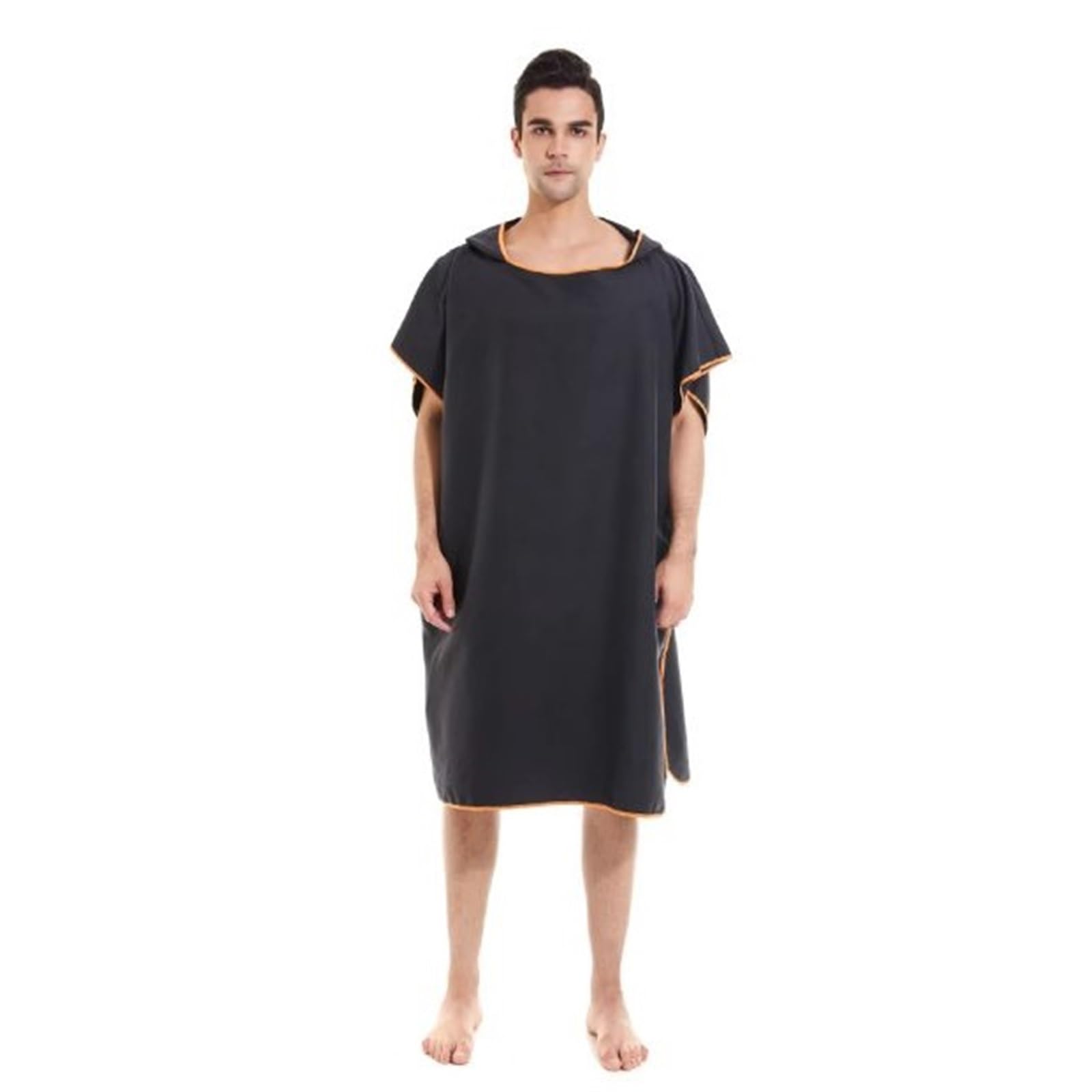 Poncho da surf, asciugamano for cambio con cappuccio, coperta spiaggia, telo bagno, muta, poncho per Spiaggia e Sport Acquatici(Black)
