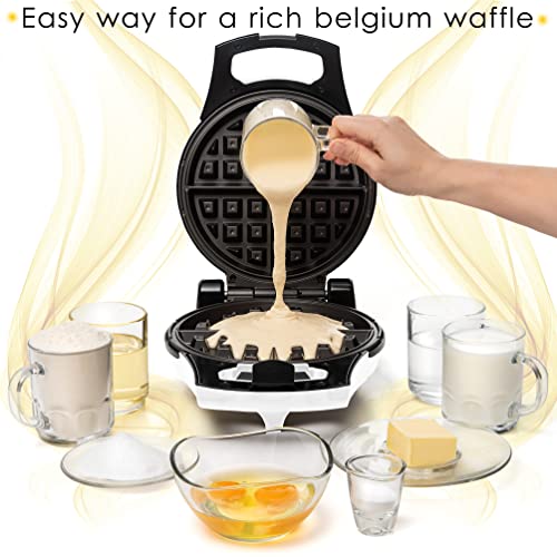 Image of Moss & Stone Belgian Waffle Maker - Rotating Flip Design, 8-Inch | Electric Waffle Iron Non-Stick Grids for Easy Release & Clean, Adjustable Temperature, Compact Upright Storage, White