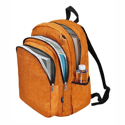 NGIL Glitter Performance Large Canvas Sports Backpack, Dance Backpack, Gymnastics, Cheerleader Essential Backpacks (Orange)