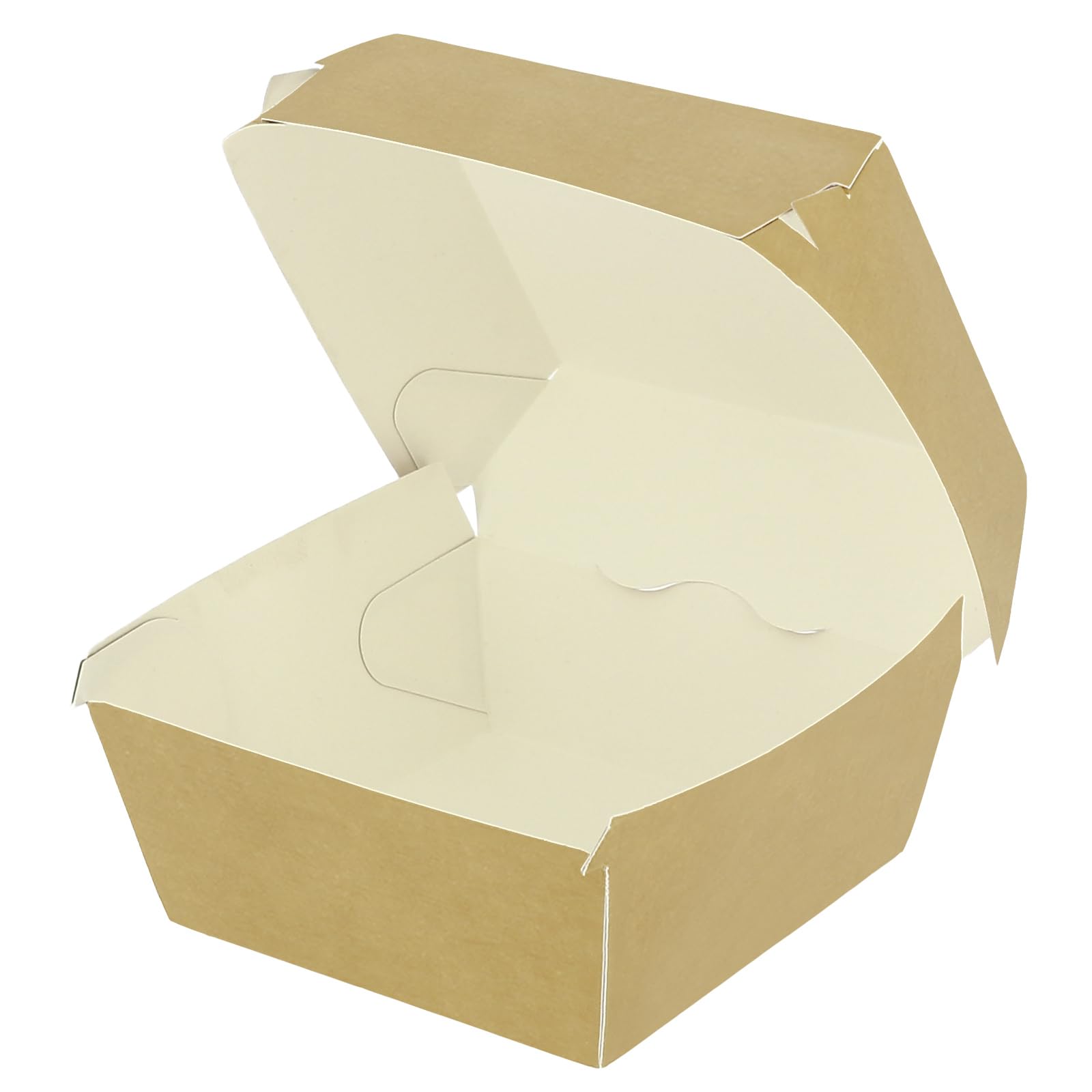 50 scatole per hamburger, colore kraft, doppia chiusura, da trasportare, ecologico, sostenibile, 11 x 11 x 7,5 cm
