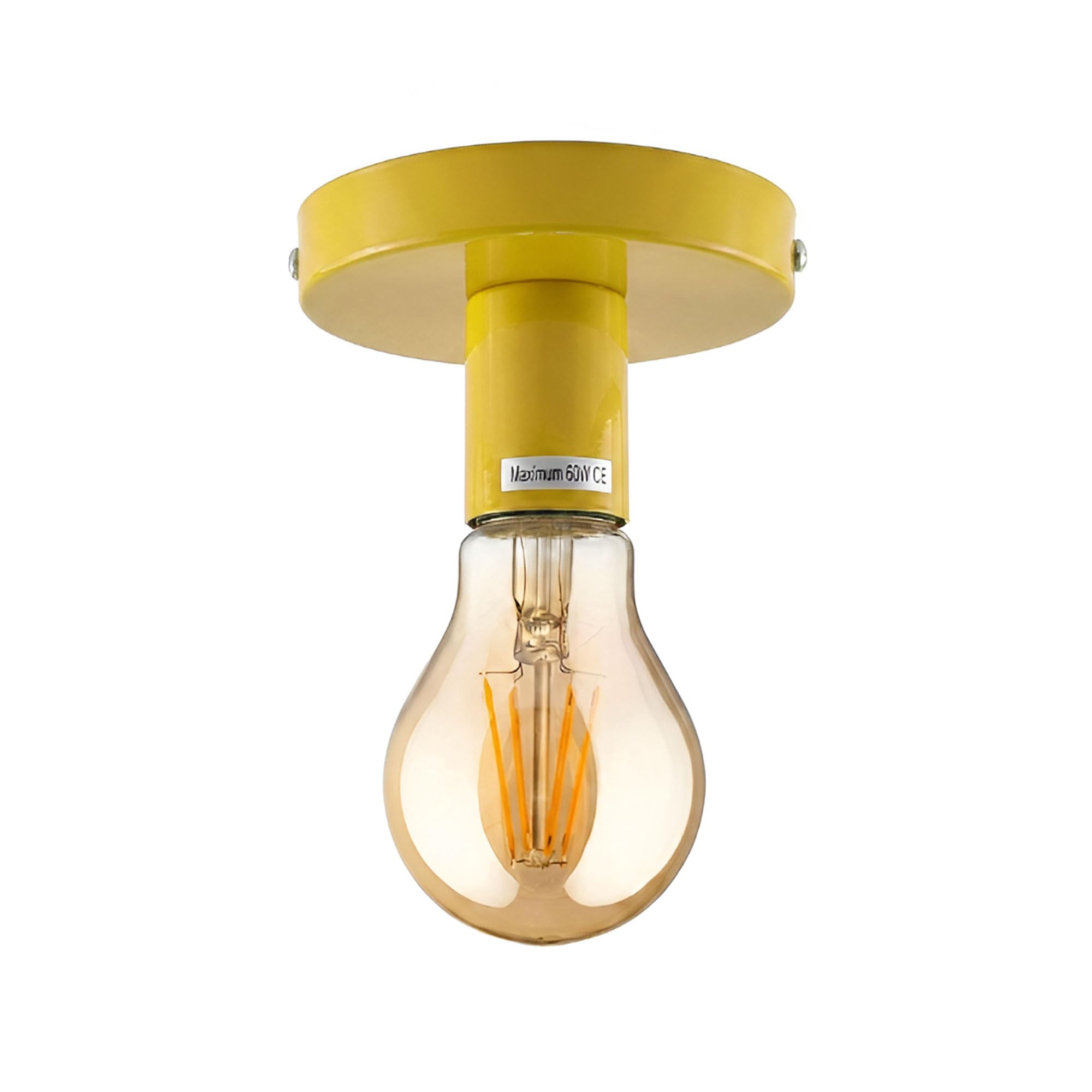 DC VOLTAGE Vintage Ceiling Semi Flush Mount Light Fitting Easy Fit E27 Metal Yellow Ceiling Fitting for Living Room Kid Room Lounge Decorative