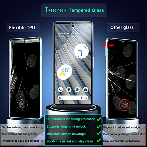 Imbzbk [4+4 Pack For Google Pixel 7A Screen Protector Tempered Glass Accessories 4 Pack Screen Protector With 4 Pack Camera Lens Protector For Pixel 7A Case Friendly Fingerprint Compatible #TOP1