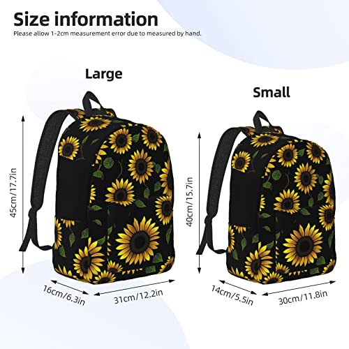 Mochila con estampado de girasoles y correas ajustables para viaje 4
