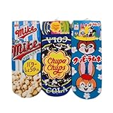 【Amazon.co.jp限定】ソックス3足セット お菓子パッケージ マイク・ポップコーン/チュッパチャプスコーラ/クッピーラムネ