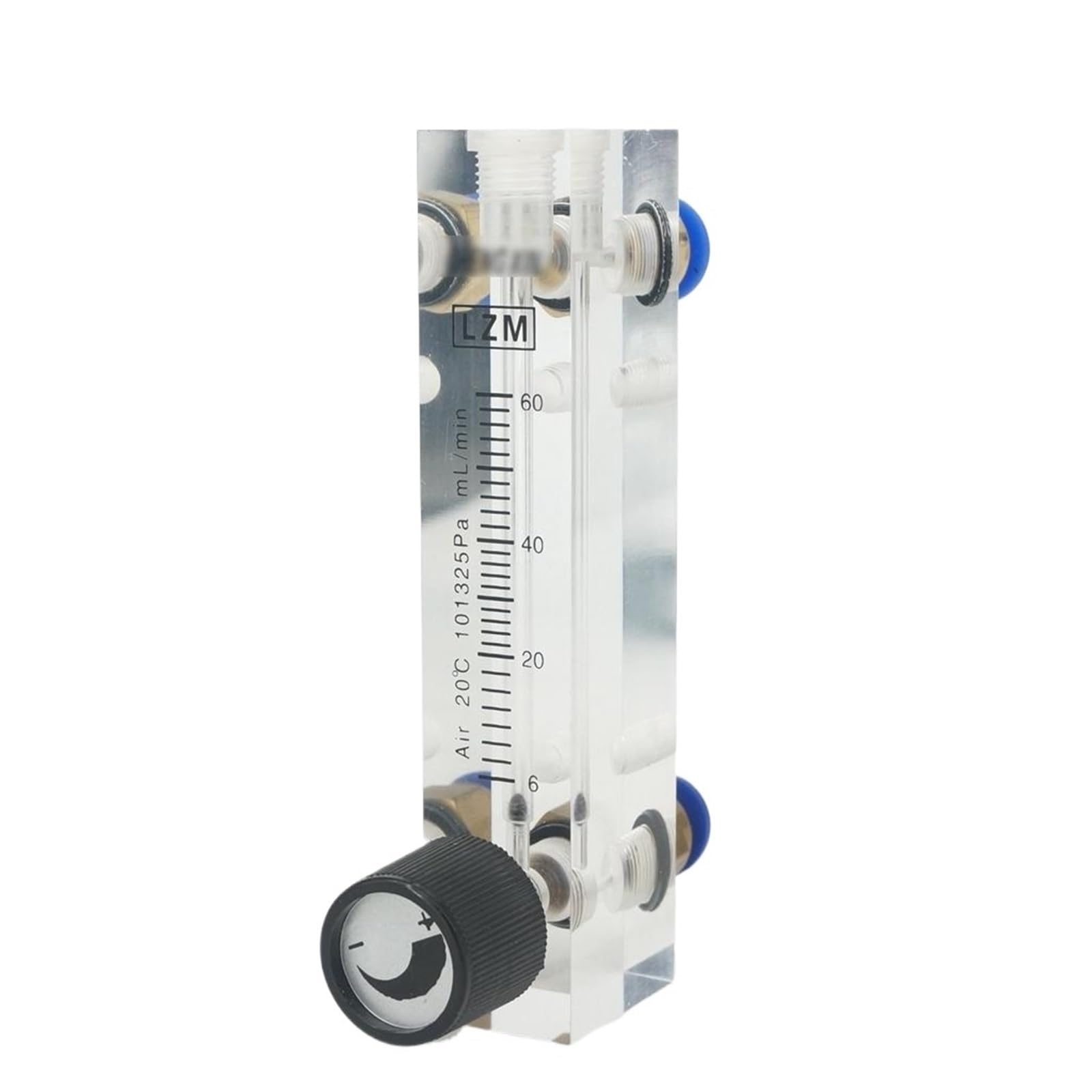 1 unidad LZM-6T de 6-60 ml/min, panel acrílico, rotámetro for aire y nitrógeno, con válvula de control, ajuste a presión, tubo de 8 mm de diámetro exterior.
