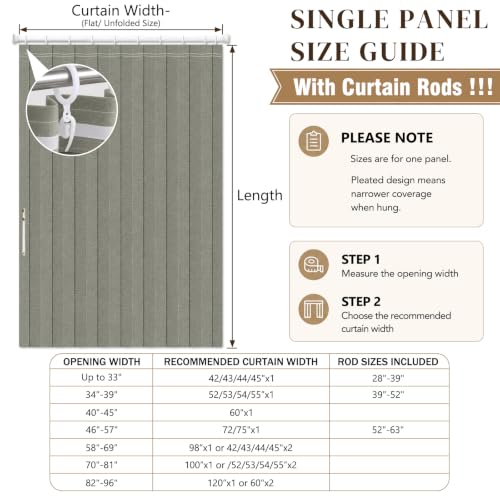 Image of AJAZZ Blackout Accordion Door with Curtain Rods 39-52 in Length Closet Door Curtain Invisible Applicable Bedroom Room Living Room Doorway (1 Panel, 52 W x 78 L, Grey)