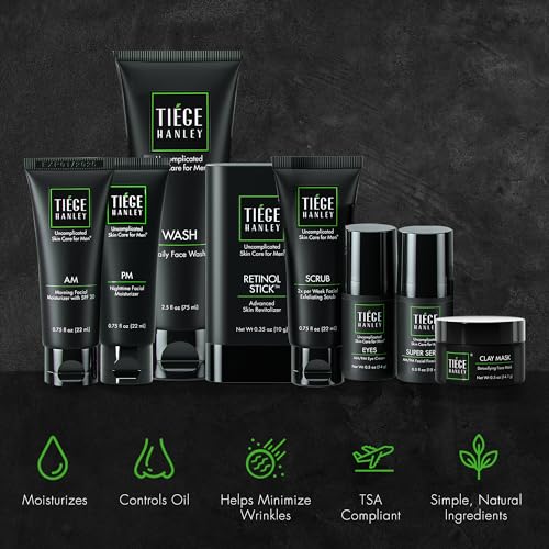 Tiege Hanley Mens Skin Care Set, Rejuvenation Skin Care Routine for Men (System Level 5) - Men's Skincare Set Includes Face Wash, Scrub, Moisturizer, Eye Cream, Face Serum, Clay Mask, & Retinol Stick - Image 5