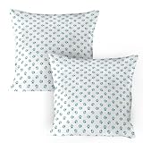 ABAKUHAUS Pfotenabdruck Kissenbezug Packung mit 2, Abstrakte Muster der Hunderennbahnen in Einfarbige Stil Illustration, Dekorativer Gedruckter Kissenbezug, 80 x 80 cm, Dunkle Seafoam und Weiß