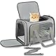 Lohofrnny Transporttasche Katze, Transporttasche für Katze Hund bis zu 8kg, Tragbar Faltbare Haustier Tragetaschen mit Schultergurt für Mittel Kleine Haustiere (Grau, 50x34x34cm)